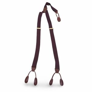 Vintage CAS West Germany Men Burgundy Leather End Y-Back Braces Suspenders